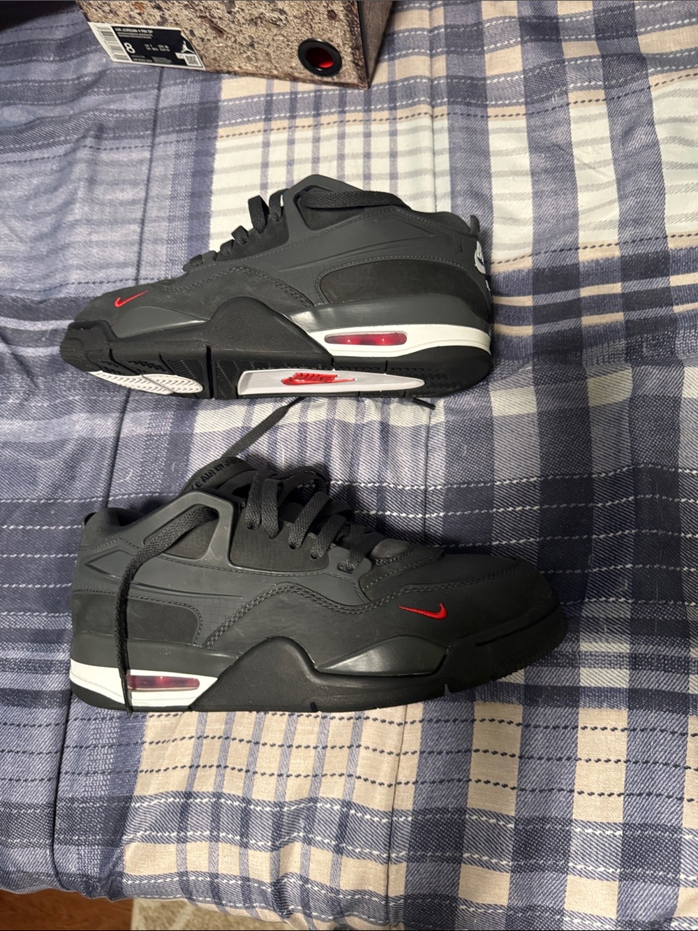 Men's Black Jordan 4 bike air Athletic Sneakers with Red Accent